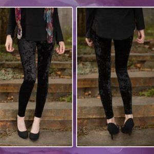 Killstar "Hematite" Black Crushed Velvet Leggings